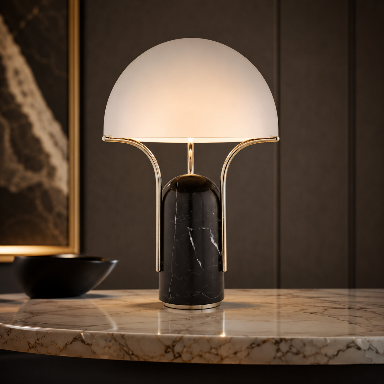 Modern Marble Base Dome Table Lamp