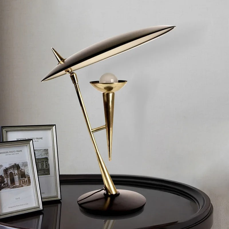 Modern Geometric Table Lamp with Floating Disc Shade