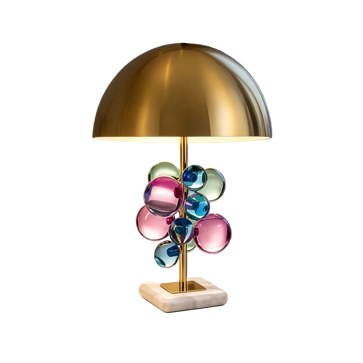 Gold Dome Table Lamp with Decorative Glass Sphere Details