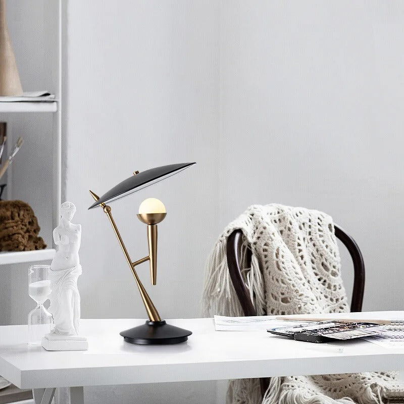 Modern Geometric Table Lamp with Floating Disc Shade