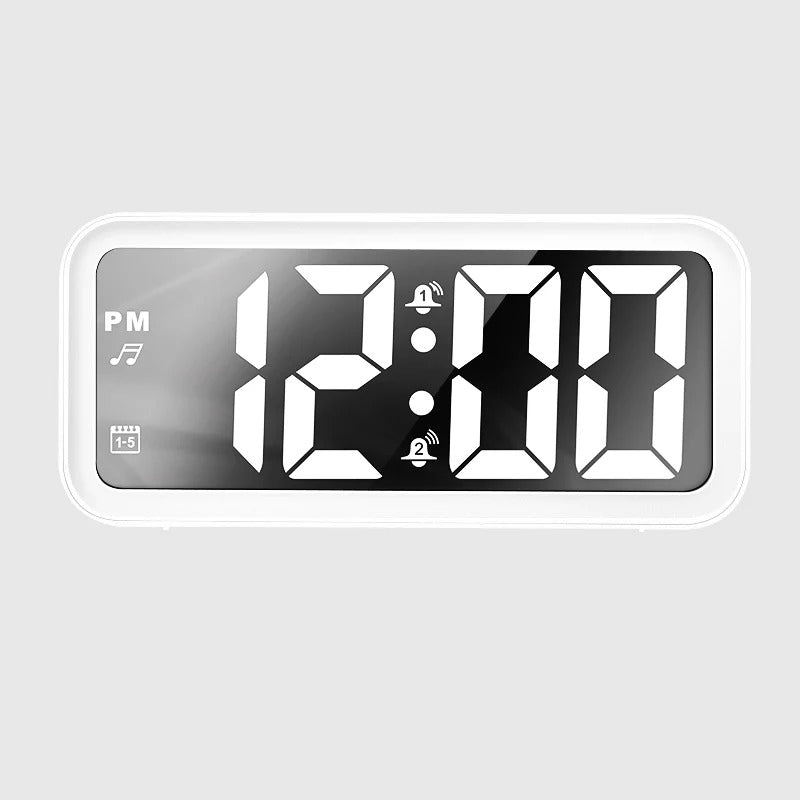 Rectangular LED Alarm Clock with Mirrored Display