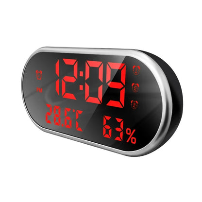 Oval LED Alarm Clock with Temperature and Humidity Display