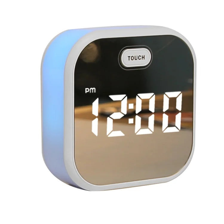 Square LED Alarm Clock with Touch Button and Color Night Light