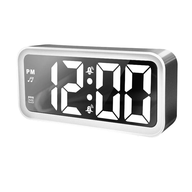 Rectangular LED Alarm Clock with Mirrored Display