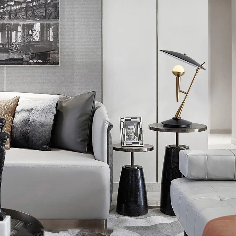 Modern Geometric Table Lamp with Floating Disc Shade