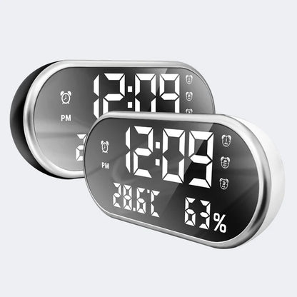 Oval LED Alarm Clock with Temperature and Humidity Display