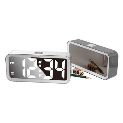 Rectangular LED Alarm Clock with Mirrored Display