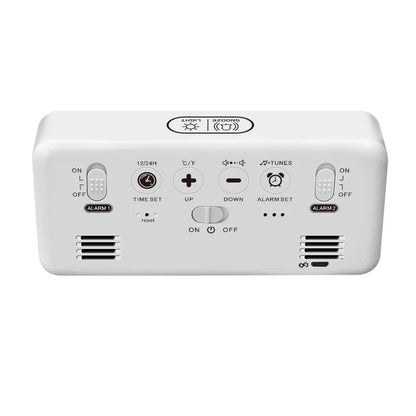 Rectangular LED Alarm Clock with Mirror Display and Temperature Screen