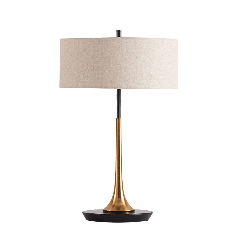 Modern Table Lamp with Fabric Drum Shade and Gold-Tone Base