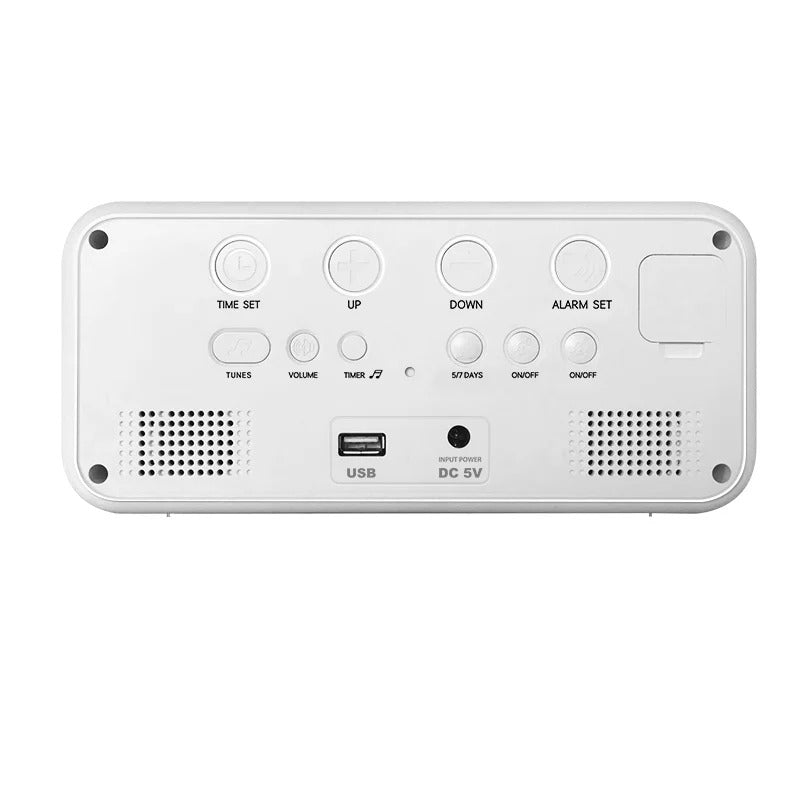 Rectangular LED Alarm Clock with Mirrored Display