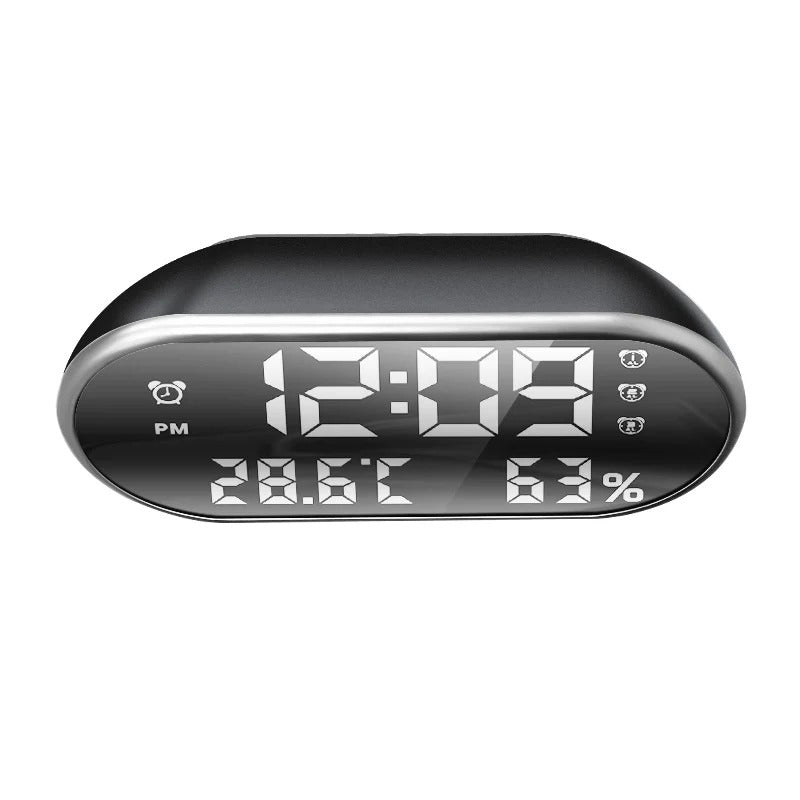 Oval LED Alarm Clock with Temperature and Humidity Display
