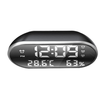 Oval LED Alarm Clock with Temperature and Humidity Display